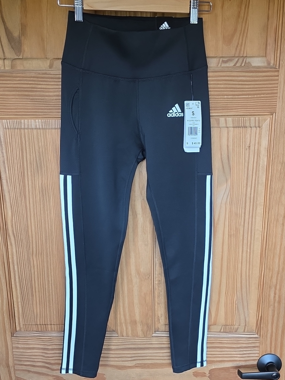 adidas Active Black Track Pants with White Side Stripes Small